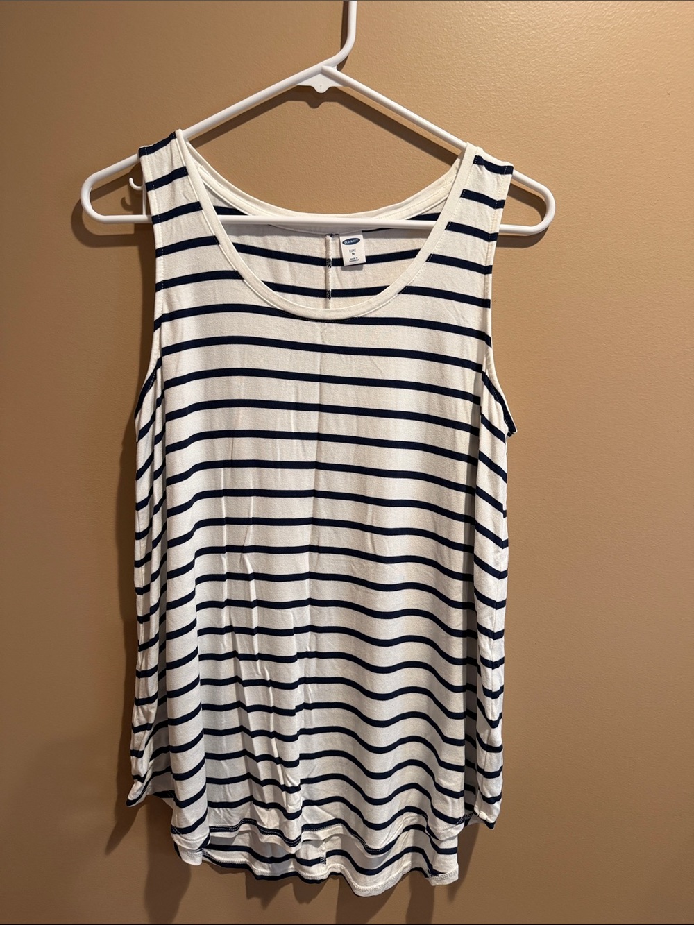 Old Navy White and Navy Striped Tank Top